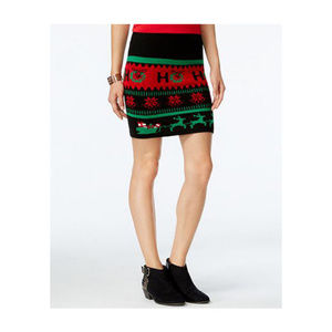 Christmas Holiday Party Reindeers Ho Ho Ho Festive Ugly Sweater Skirt Red Green